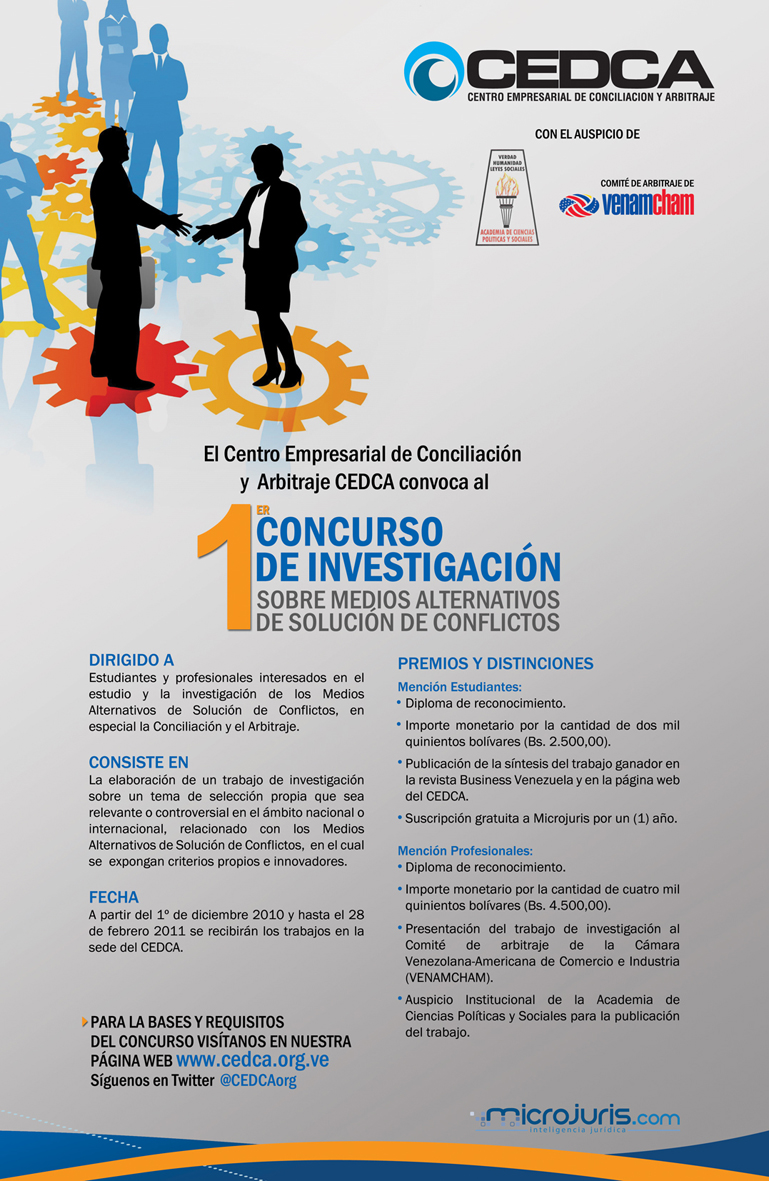 1er Concurso de Investigación sobre medios alternativos de solución de conflictos