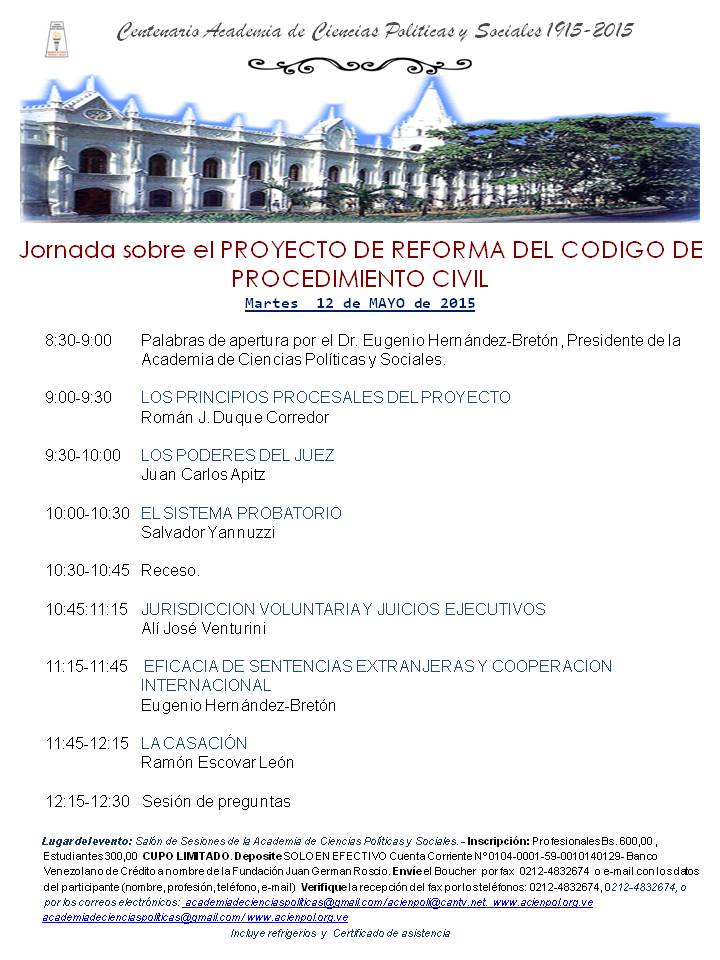 Jornada Sobre El Proyecto de Reforma del Código de Procedimiento Civil