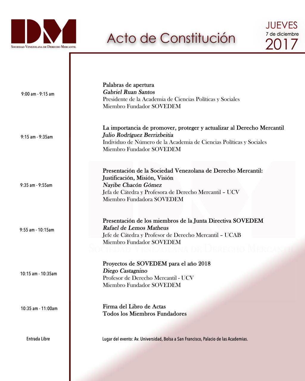 Acto de Constitución de la Sociedad Venezolana de Derecho Mercantil