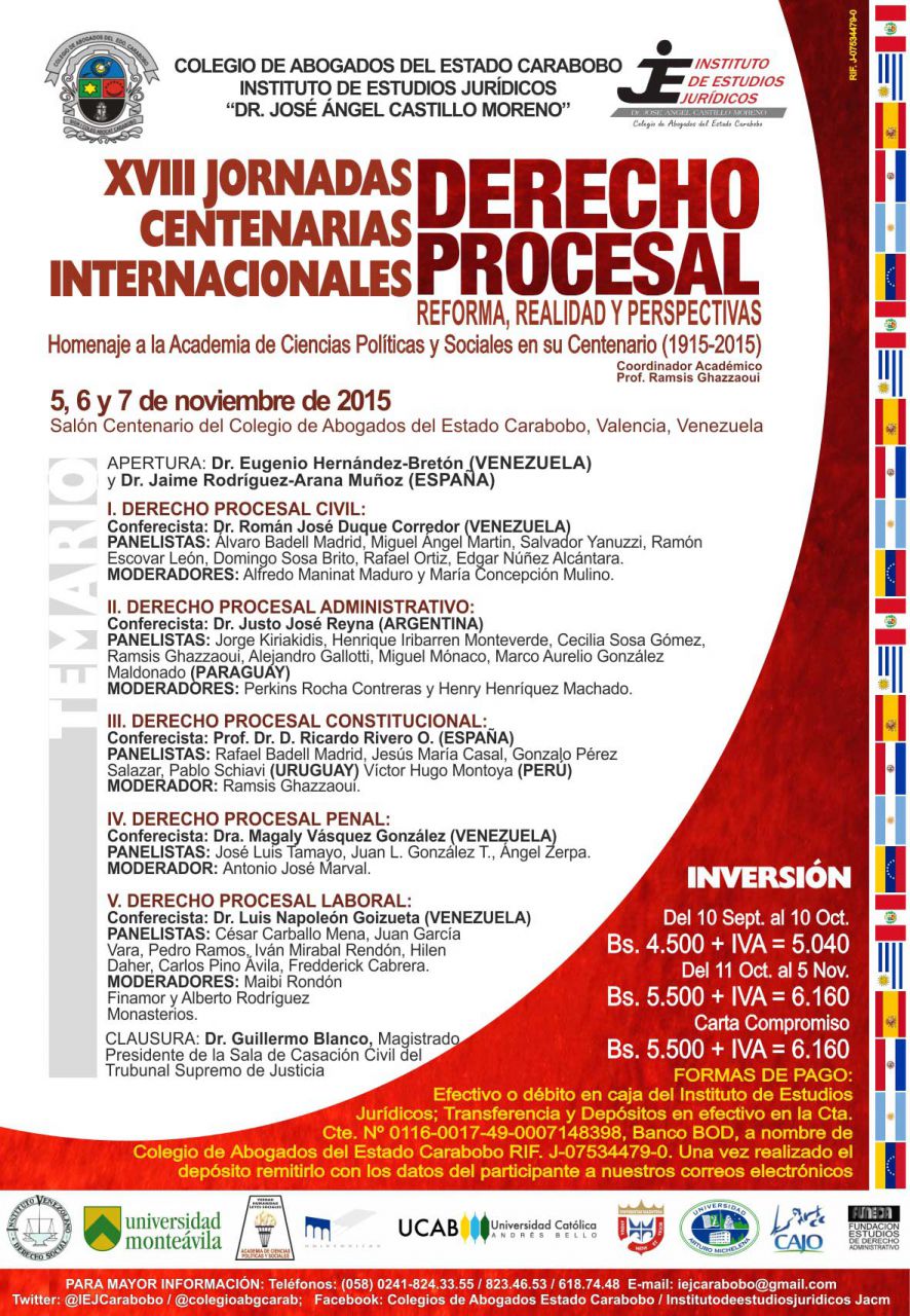 XVIII Jornadas Centenarias Internacionales “Derecho Procesal: Reforma, Realidad y Perspectivas”