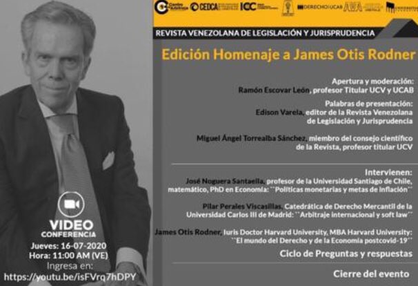 Presentación de la Revista Venezolana de Legislación y Jurisprudencia No. 13 en homenaje al académico Dr. James-Otis Rodner