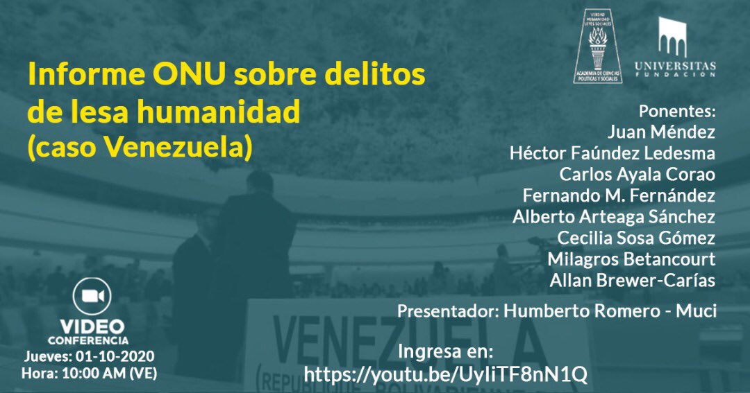 Videoconferencia: Informe ONU sobre delitos de lesa humanidad (caso Venezuela)
