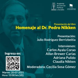Presentación del libro Homenaje al Dr. Pedro Nikken. 20 de julio de 2021.