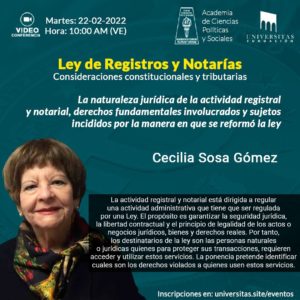 Ley de Registros y Notarías. Consideraciones constitucionales y tributarias. Martes 22 de febrero de 2022. 10:00 am.