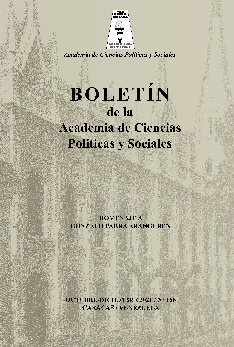 Boletín de la Academia de Ciencias Políticas y Sociales, N° 166, octubre-diciembre 2021. Homenaje a Gonzalo Parra Aranguren