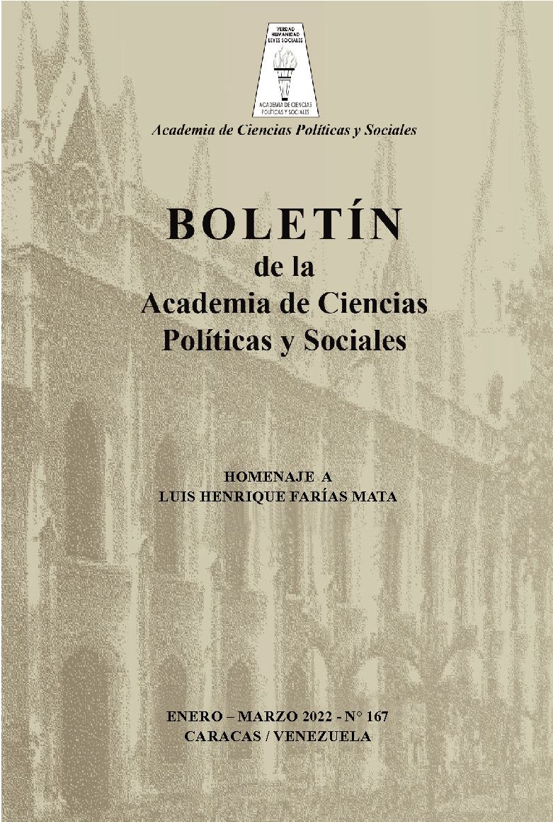 Boletín de la Academia de Ciencias Políticas y Sociales, N° 167, enero-marzo 2022. Homenaje a Luis Henrique Farías Mata