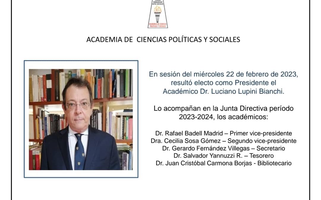 Electa la Junta Directiva de la Academia de Ciencias Políticas y Sociales, período 2023-2024