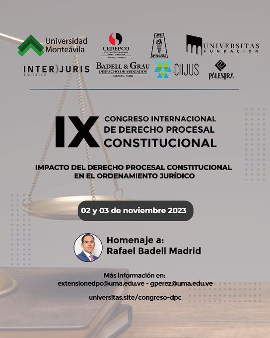 IX Congreso Internacional de Derecho Procesal Constitucional. Homenaje a Rafael Badell Madrid, 02 y 03 de noviembre de 2023