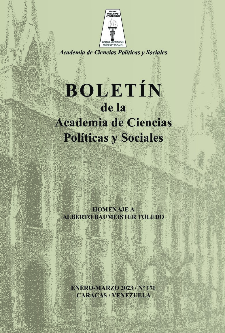 Boletín Nro. 171, enero-marzo 2023 de la Academia de Ciencias Políticas y Sociales. Homenaje a Alberto Baumeister Toledo