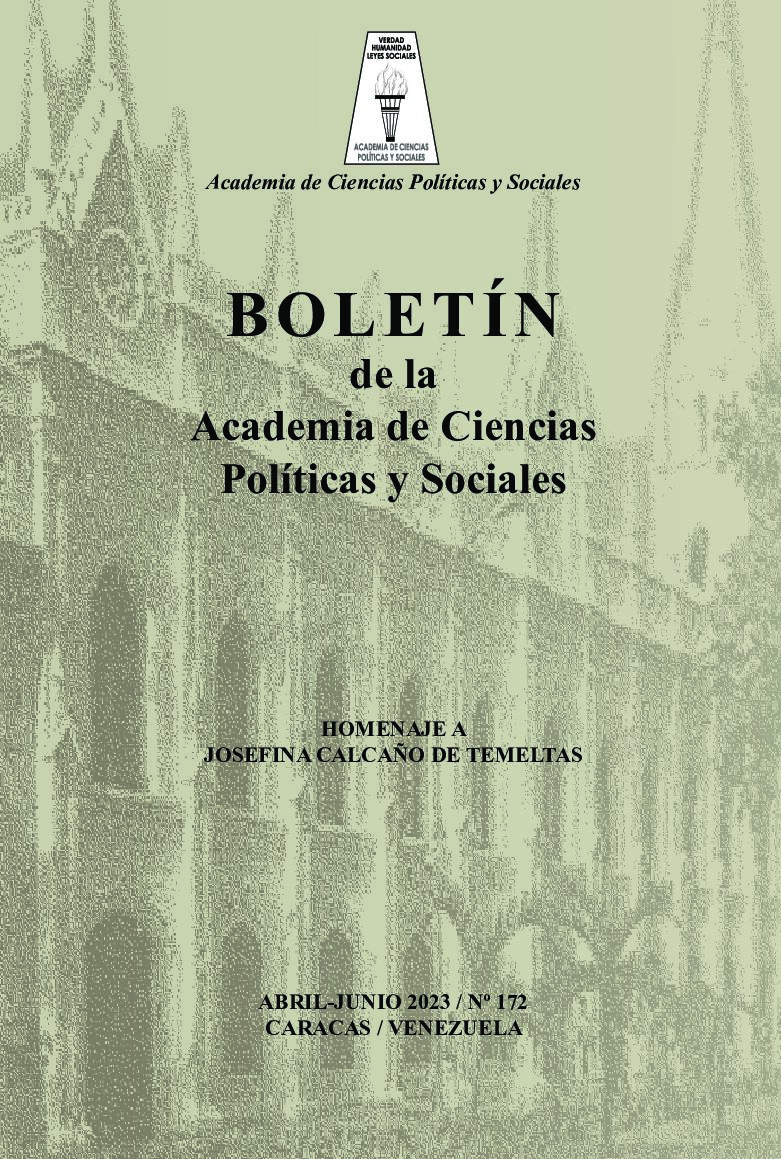 Boletín Nro. 172, abril-junio 2023 de la Academia de Ciencias Políticas y Sociales. Homenaje a Josefina Calcaño de Temeltas