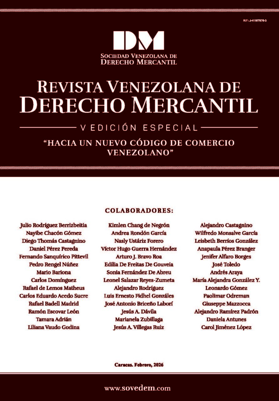 Disponible a texto completo la Revista Venezolana de Derecho Mercantil. V Edición Especial, 2026. «Hacia un nuevo Código de Comercio Venezolano»