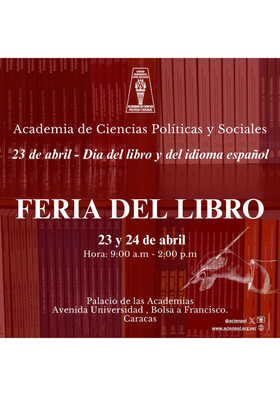 La Academia de Ciencias Políticas y Sociales celebra el Día del libro y del idioma español con una feria este 23 y 24 de abril de 2026