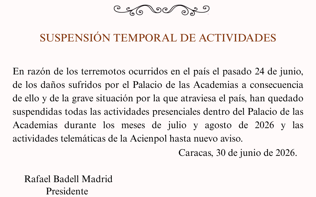 SUSPENSIÓN TEMPORAL DE ACTIVIDADES