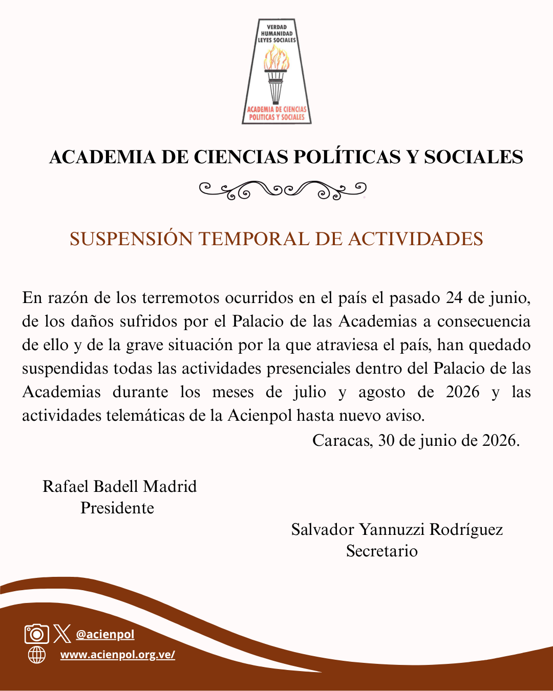 SUSPENSIÓN TEMPORAL DE ACTIVIDADES
