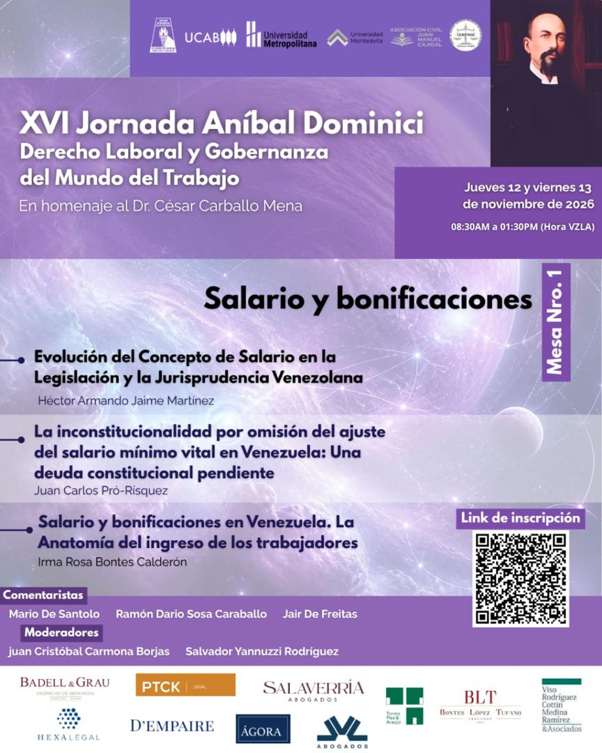 XVI Jornada Aníbal  Dominici. Derecho Laboral y Gobernanza del Mundo del Trabajo. En homenaje al académico Dr. César Carballo Mena. 12 y 13 de noviembre de 2026